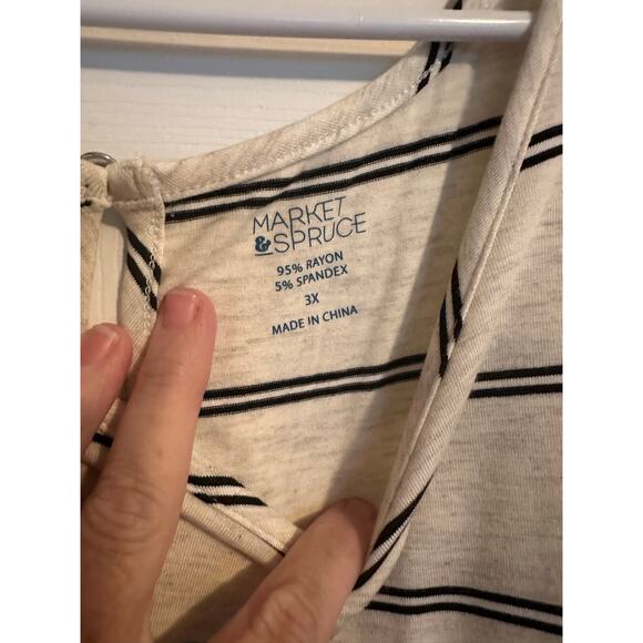 Market & Spruce Off White/Navy Stiped Tank 3X NWOT Stitch Fix Merrit One Pocket - Picture 3 of 5